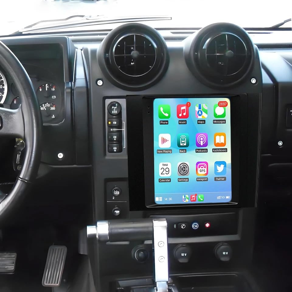 Car Stereo Radio Android 15 for Hummer H2 2002 2003 2004 2005 2006 2007 9.7 Inch GPS Head Unit for CarPlay Wireless Android Auto WiFi Bluetooth with Backup Camera/Mic SWC Mirror Link 4GB+64GB