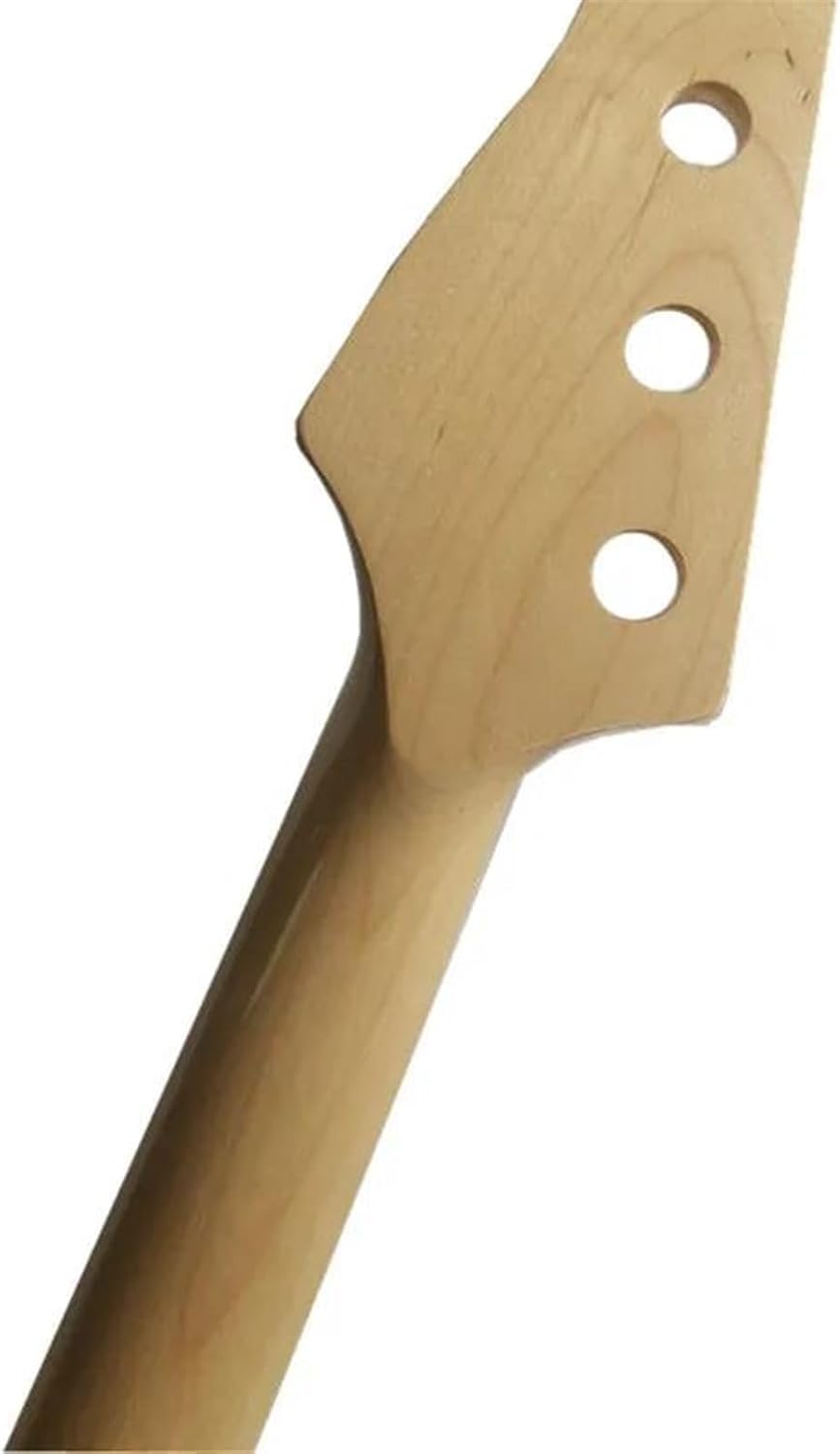 Replacement Maple Electric Bass Guitar Neck, 20 Frets, 4 Strings, Rosewood Fingerboard, Wood Color, Glossy Paint