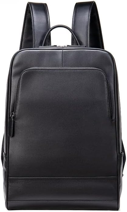 Genuine Leather Backpack for Men Vintage Laptop Sling Bag Water Resistant Travel Business Zip Gift Box (Black)