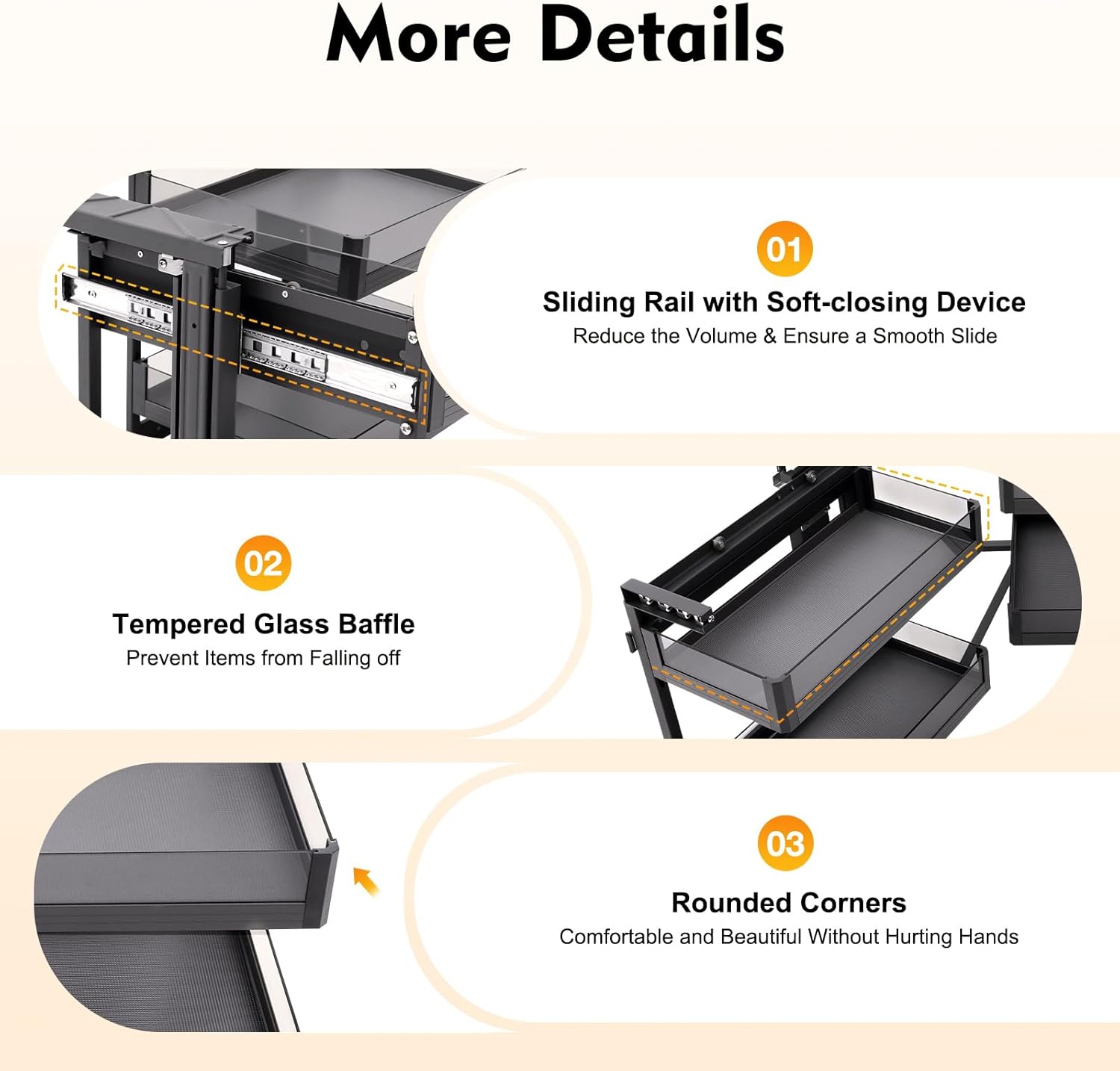 Blind Cabinet, Wall-Mounted Type Blind, Pull Out Organizer, 2-Tier with 4-Shelf, Height Adjustable, for Kitchen, Corner Cabinet Storage