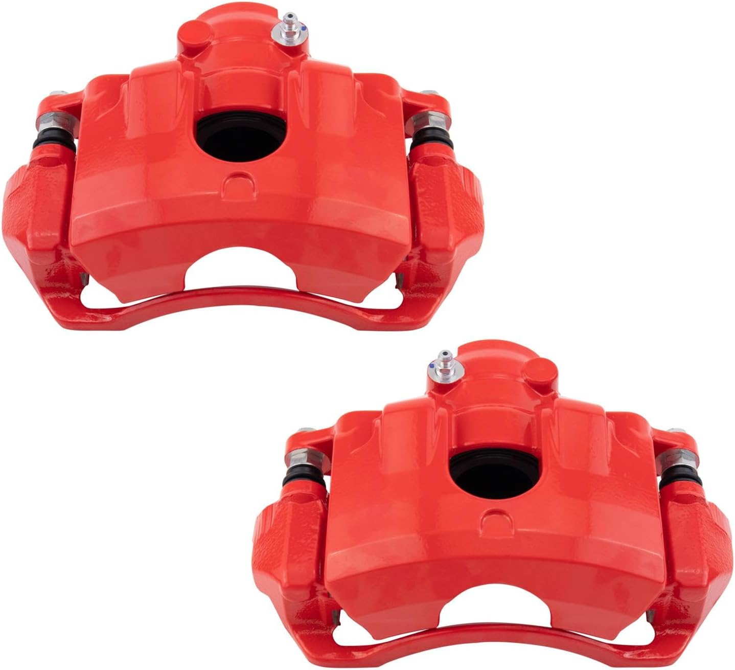 TRQ Front Brake Caliper Set Painted Red Brackets Compatible with 2008-2011 Ford Focus