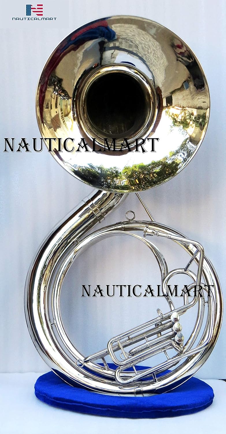 Bb Flat Silver Sousaphone Tuba With Free Case+Mouthpiece Bb Big Bell 24
