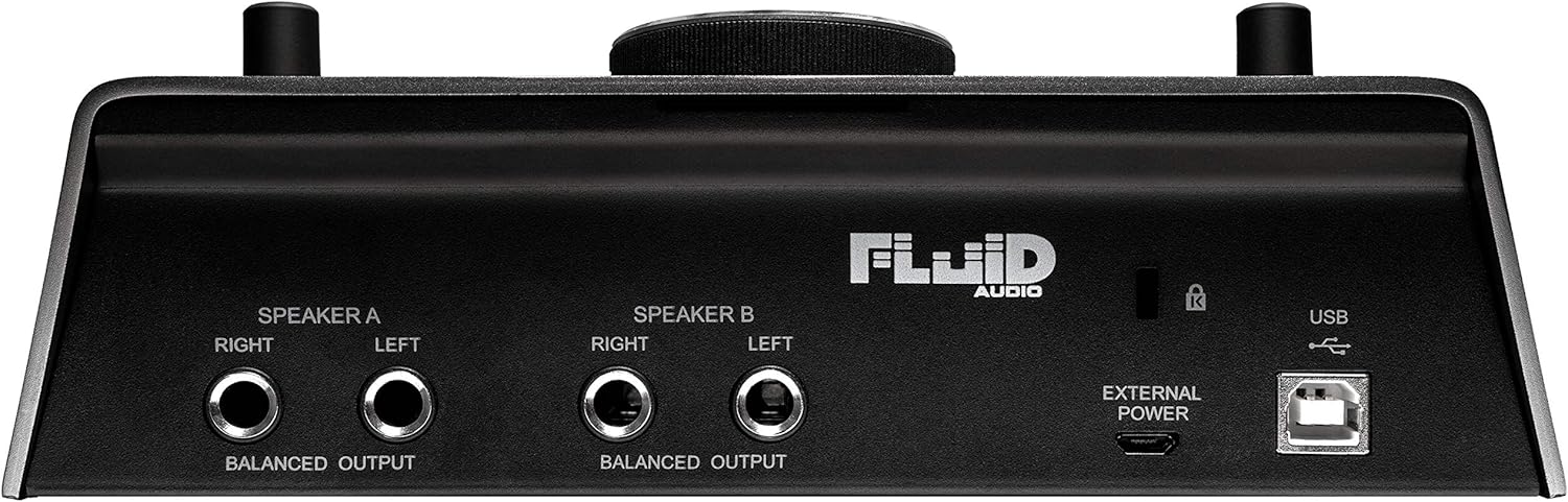 Fluid Audio SRI-2 : 2x2 USB desktop wedge w/24-bit/192kHz + 48v Phantom Power + 2X stereo monitor outputs + 2X Class A mic pres + Giant volume knob