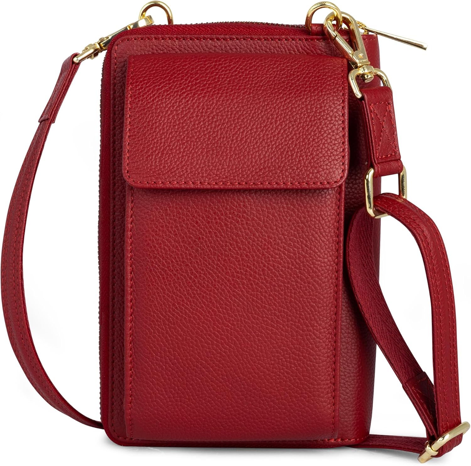 BULL GUARD Crossbody Leather Wallet Phone Purse, Anti Theft and RFID Blocking, Small Elegant Design for Travel