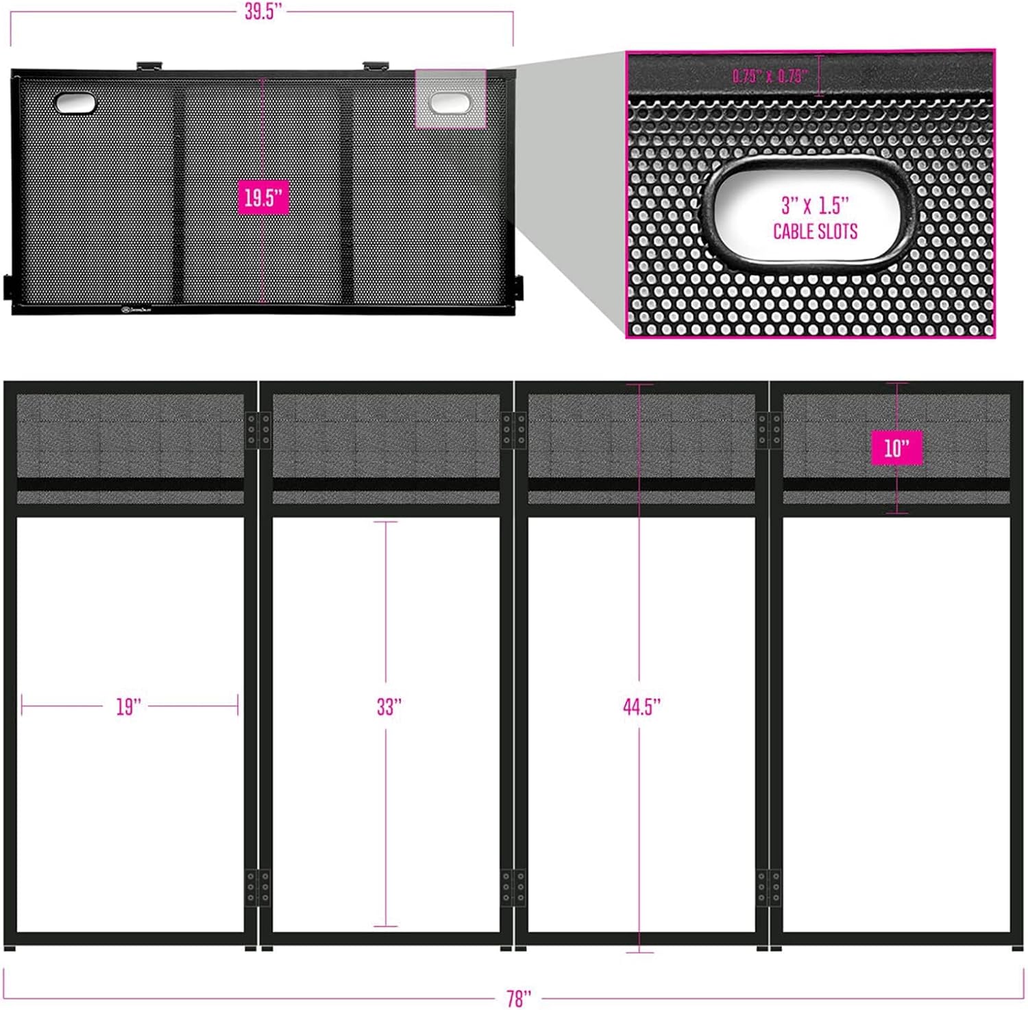 DJ Event Booth Facade DJ Facade Table Station,51x101.5x115 cm Foldable DJ Booth Flat Table Top w/White & Black Scrim,Padded Carrying Bag