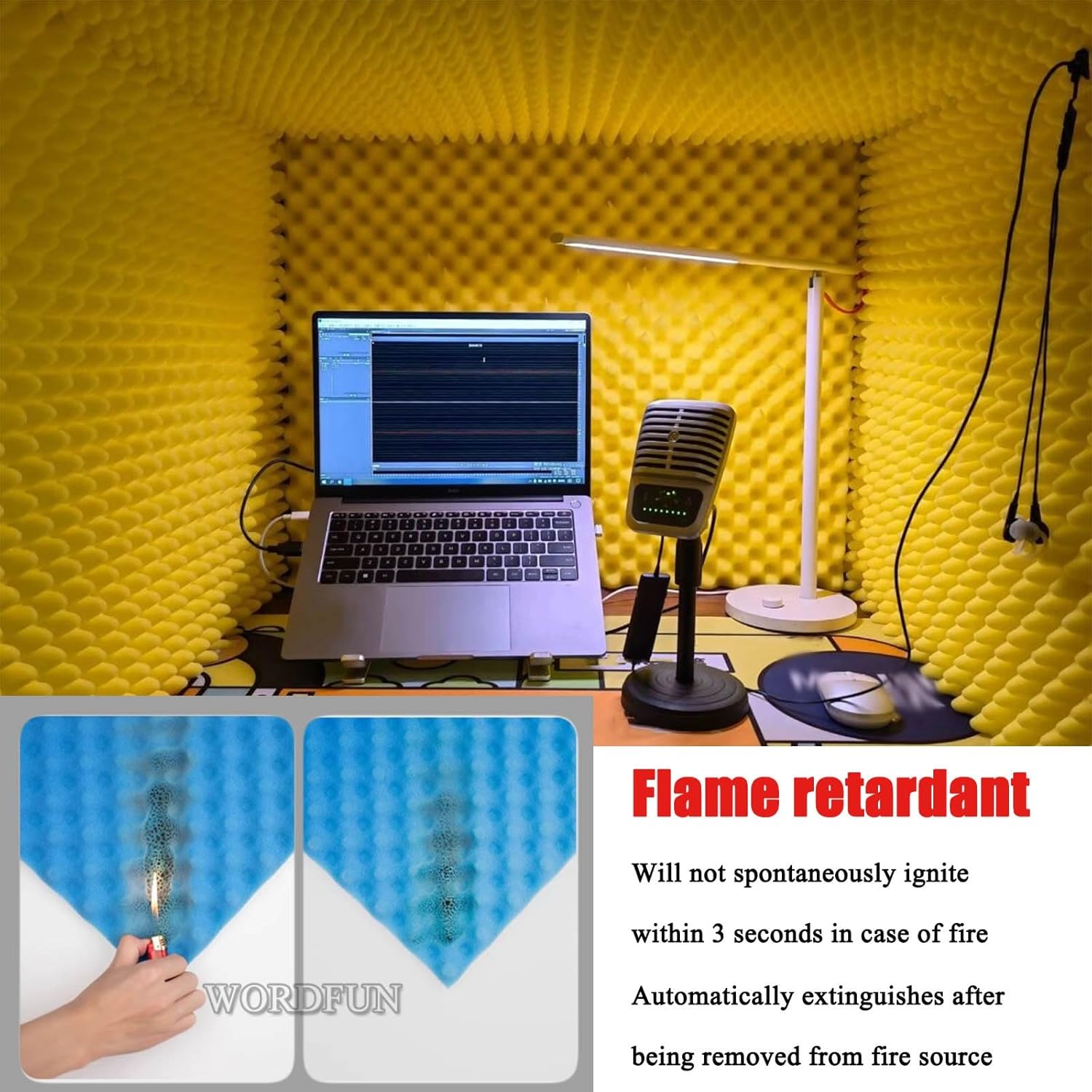 Desktop Soundproof Portable Microphone Isolation Room, Home Recording Studio, Suitable for Dubbing Learning (Gris)
