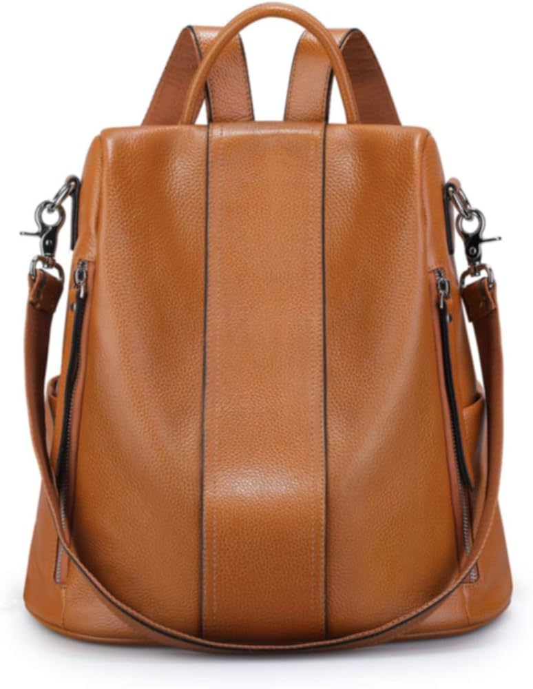 S-ZONE Leather Backpack Purses for Women Antitheft Rucksack Shoulder Bag Medium