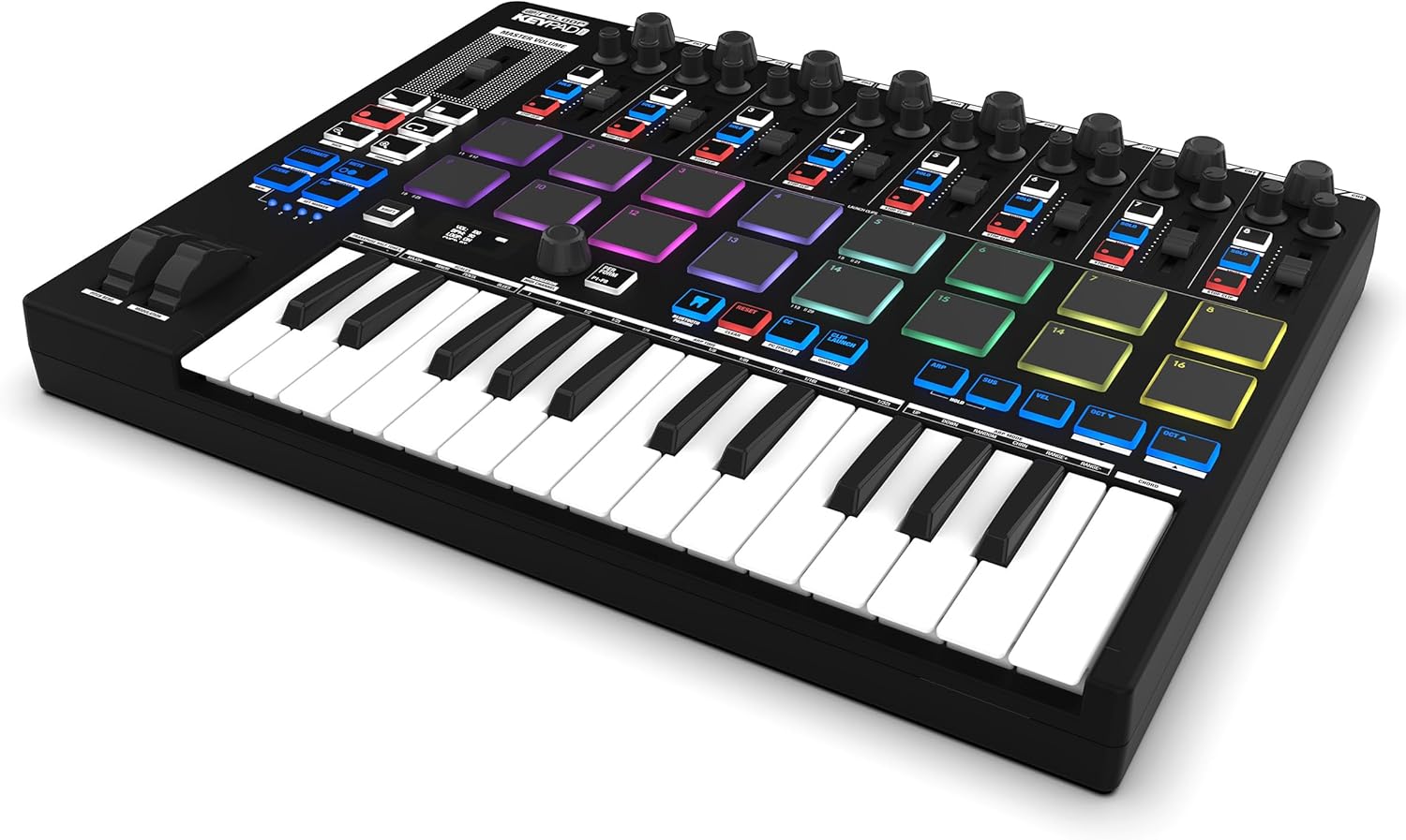 Reloop Keypad Pro Compact USB-MIDI DAW workstation with full Bitwig integration, 4-in-1 Station: master keyboard, drum pads, mixer unit & DAW controls