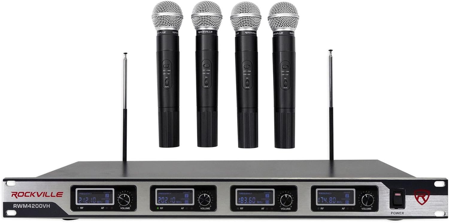 RockvilIe RWM4200VH (4) Wireless Handheld Microphones 4 Church Sound Systems