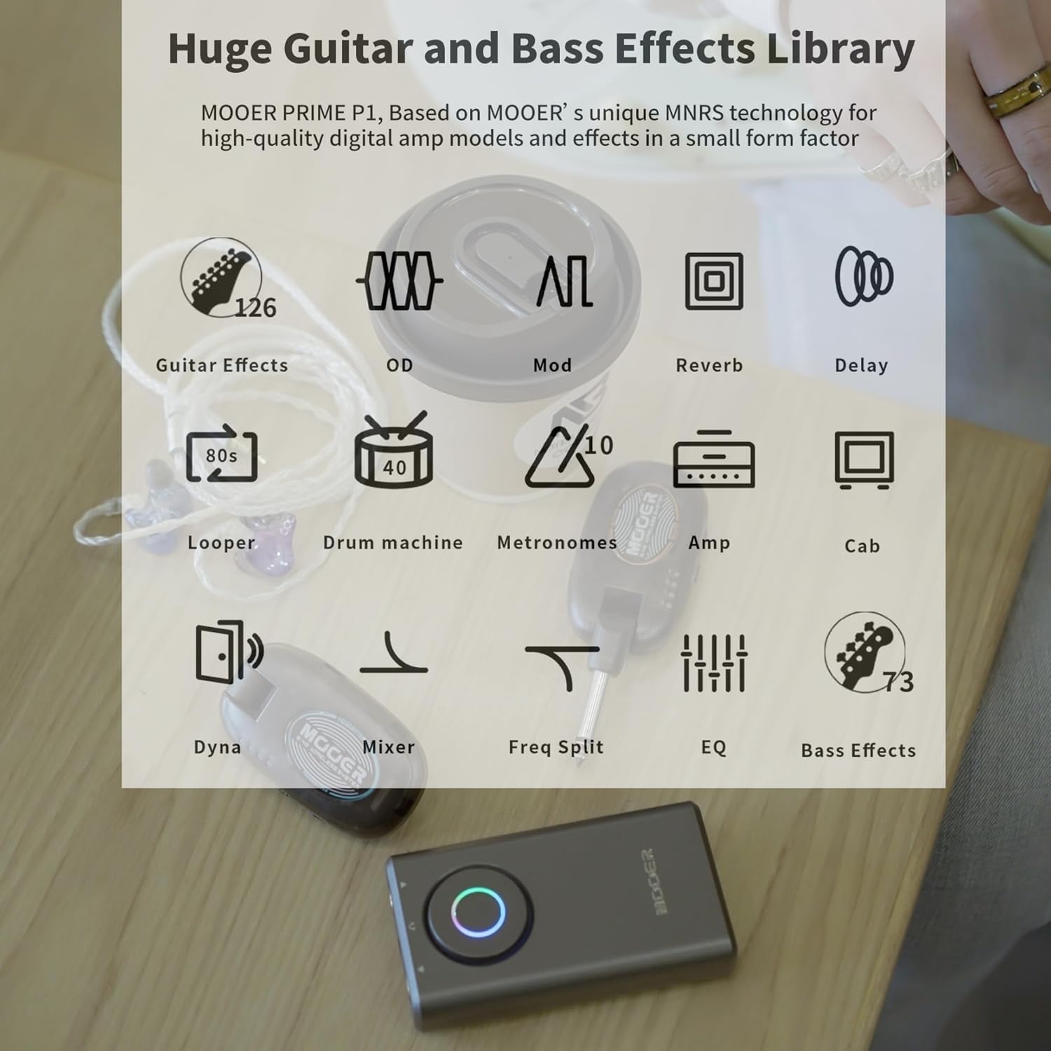 MOOER Prime P1 Pocket Multi Effects Pedal Wireless Controller for Guitar, Bass Guitar, Acoustic Guitar