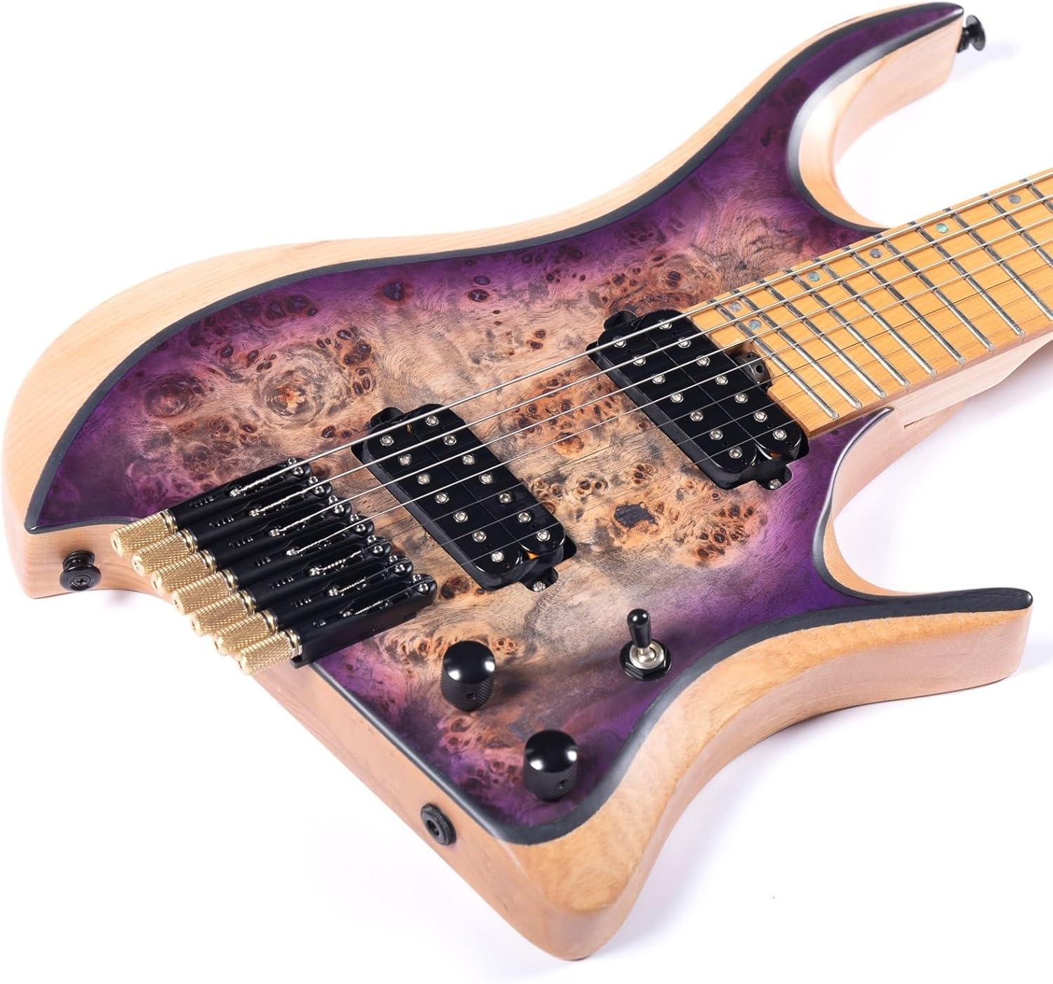 Beginner Electric Guitar Kits 7 String 24 Fret Headless Jazz Electric Guitar(Purple)