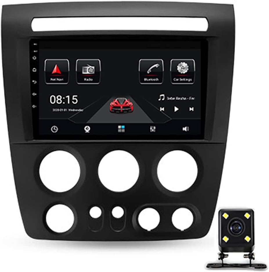 Double Din Car Stereo with Bluetooth, Carplay, Android Auto, Steering Wheel Controls, Backup Camera, USB, 9 Inch Touch Screen, FM Car Radio Receiver, for Hummer H3 1 2005-2010,6g+128g