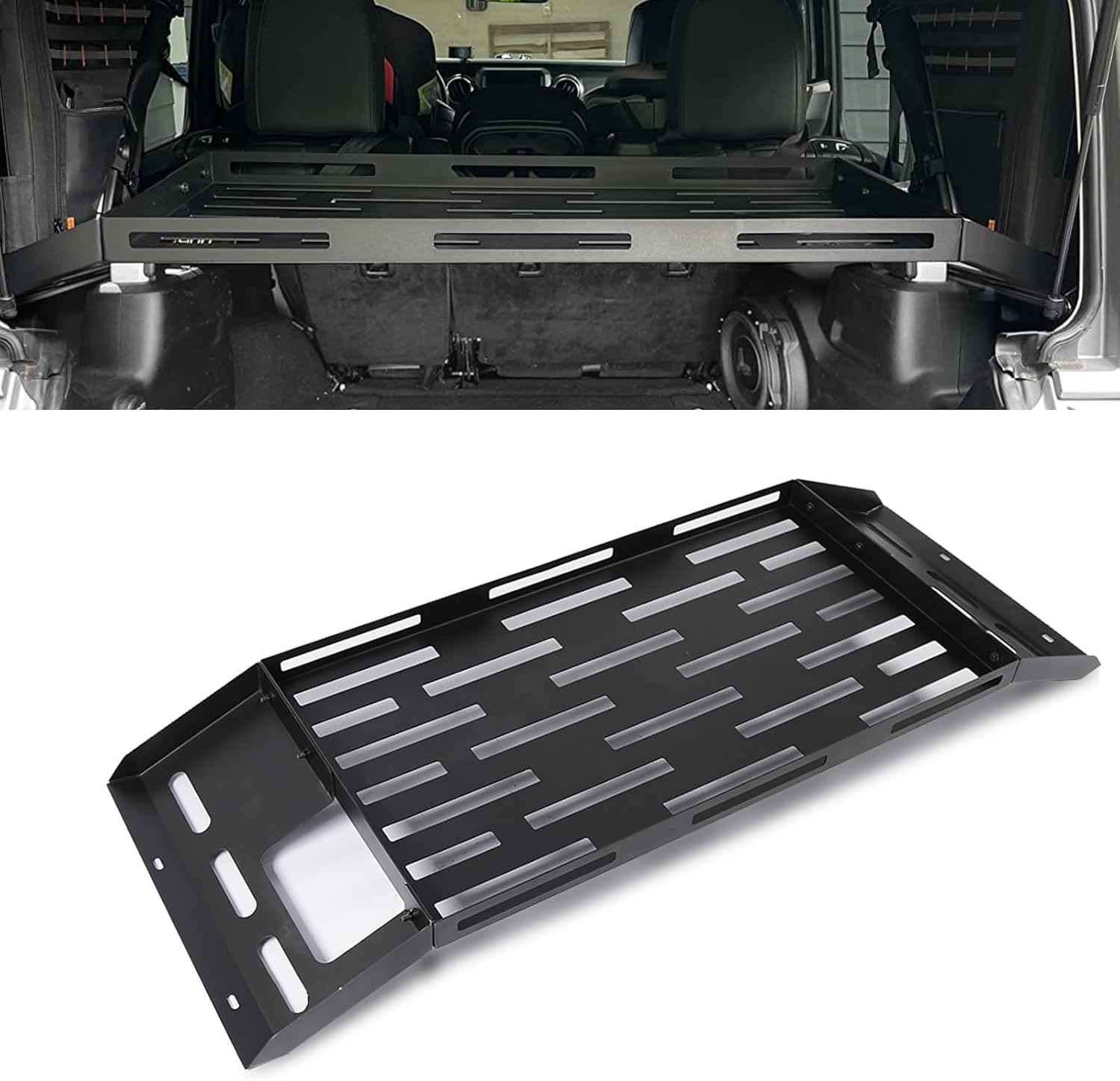 Rear Trunk Cargo Rack fit for Jeep Wrangler JL 2018-2025 4 Door Luggage Storage Basket Carrier,with Solid Metal Trunk Shelf Cargo Rack Tray Interior Storage