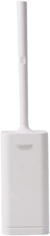 Toilet Brush Compact Freestanding Toilet Brush Set and Holder Toilet Bowl Brush for Bathroom with Storage Box,for Bathroom Storage Toilet Brush and Holder (Color : White, Size : 39cmx8cmx8cm)