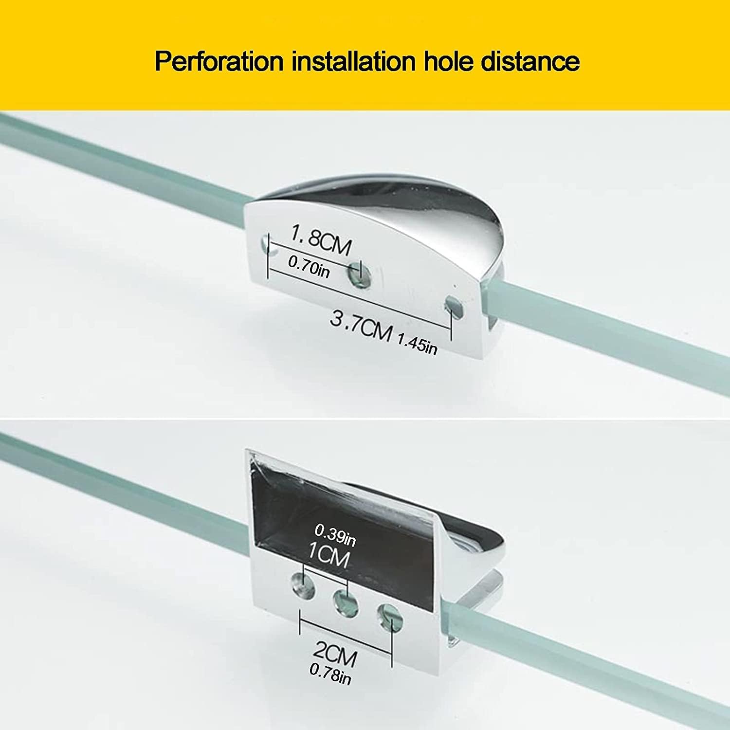 IOCCIOBB Bathroom Glass Shelf Glass Shelves for Bathroom, Bathroom Shelf with Rectangle Tempered Glass and Polished Chrome Bracket, Wall Mount (Size : 34 * 11cm)