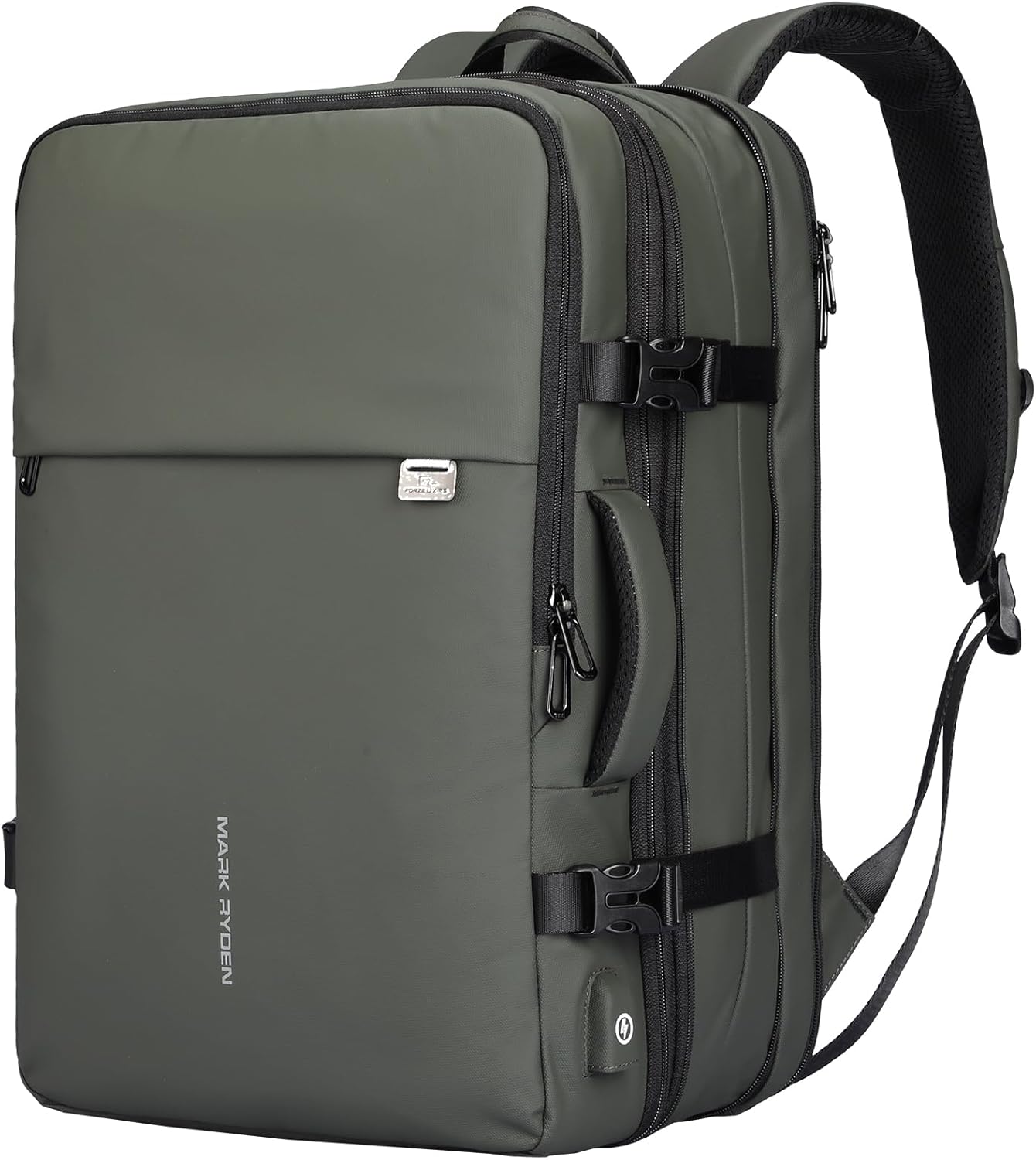MARK RYDEN Travel Backpack for Men, 40L Airline Approved Carry on Backpack with USB Charging Port, 17.3 Inch Waterproof Business Laptop Backpack