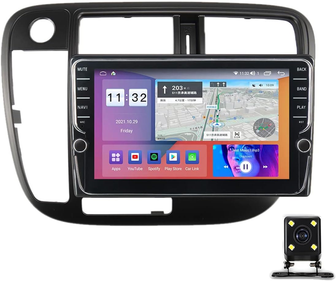 Double Din Car Stereo Compatible with Apple Carplay and Android Auto, 9 Inch Touch Screen Car Stereo with Bluetooth 5.0 Car Audio Receivers for Honda Civic 1998-2000