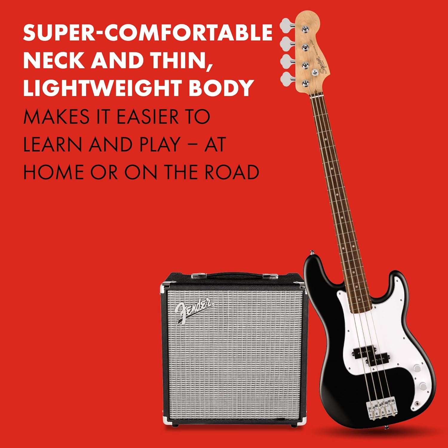 Fender Squier Debut Series Precision Bass Guitar, Beginner Guitar, with 2-Year Warranty, Includes Free Lessons, Black with Matte Finish