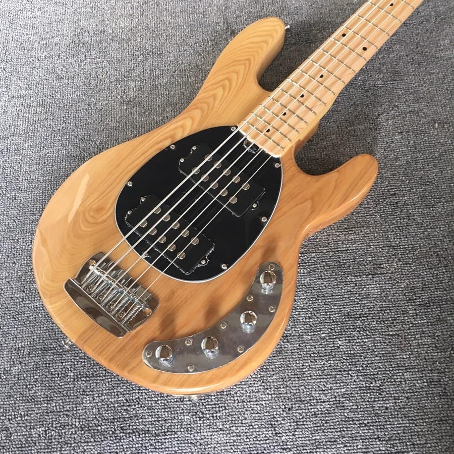 Custom Log Color Five-String Bass with Built-In Amplification Line and Real Photos - Ideal for Bassists Seeking a and High- Instrument for Professional Performance