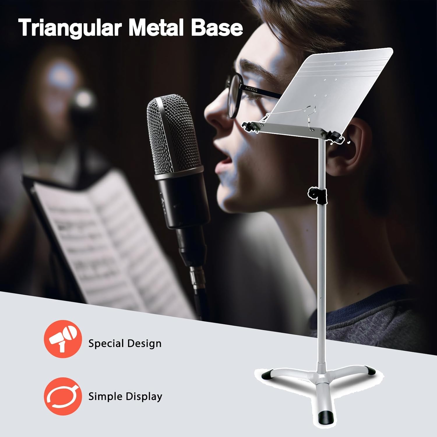 ROWELL Euphonium 3 Valves Bb Brass Lacquer Gold with Music Stand (Gray)