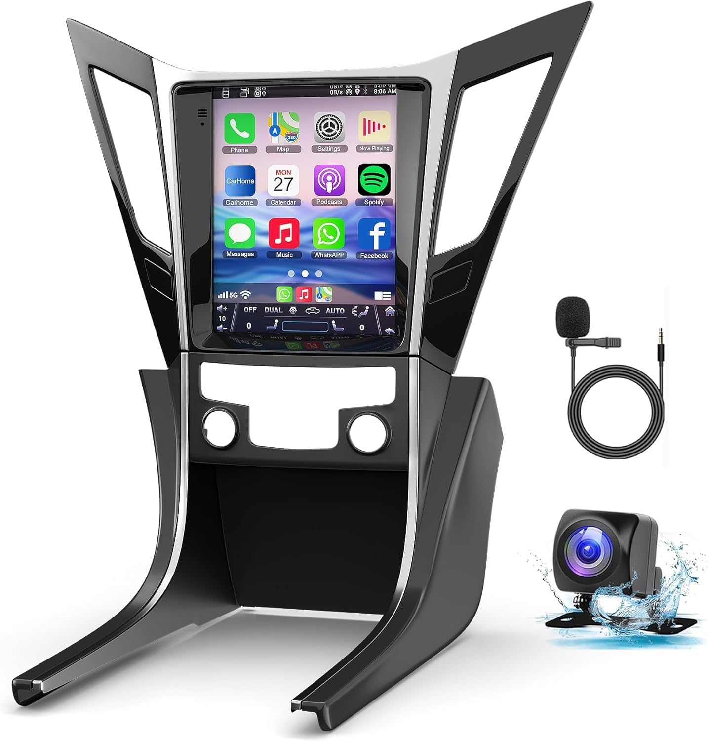 Android 13 Car Radio for Hyundai Sonata 2010-2015 with Wireless Carplay Android Auto, 9.7 Inch IPS Touch Screen Car Stereo with GPS Nav/Bluetooth/FM AM/Backup Camera/WiFi/SWC/HiFi/Mirrorlink 4G+64G