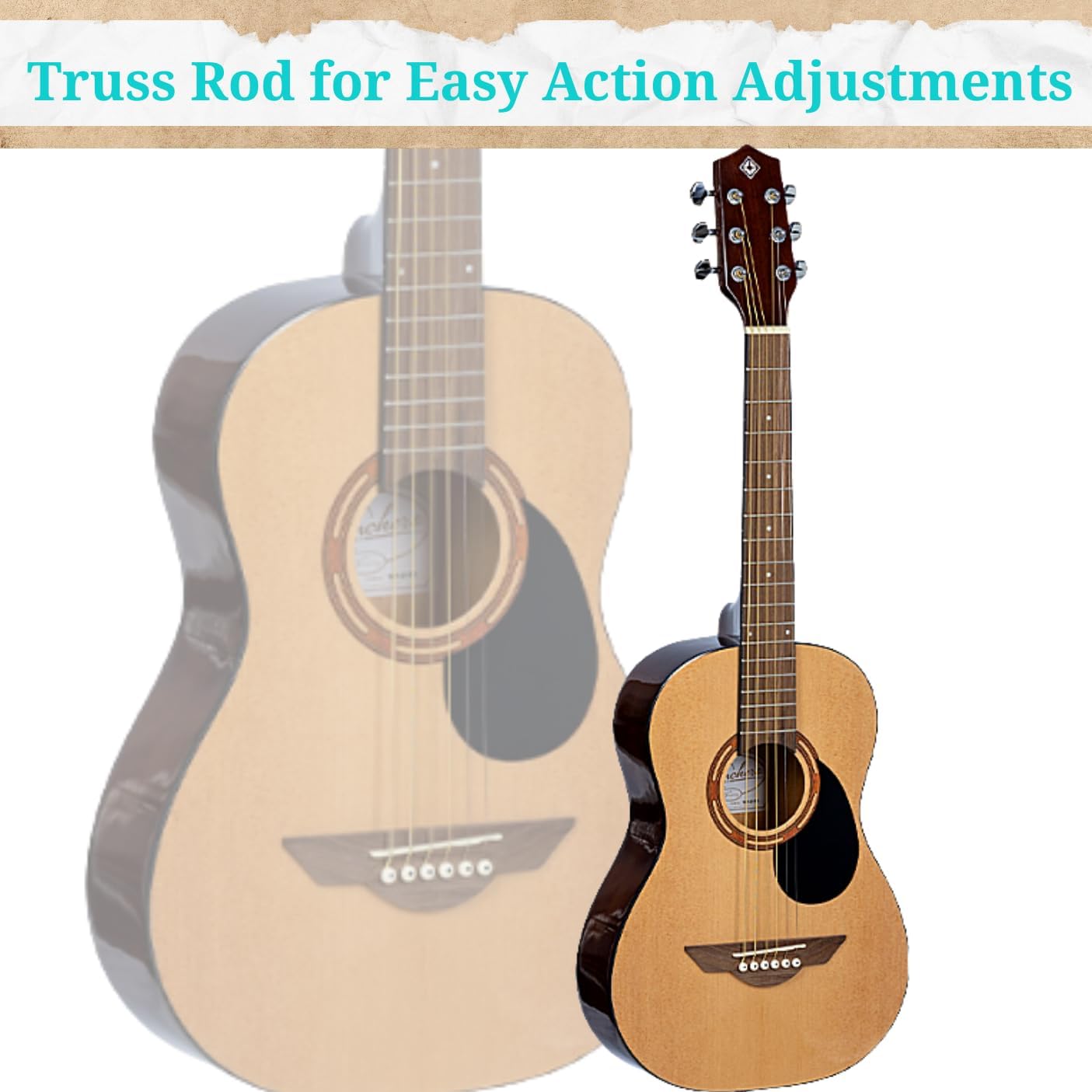 H. Jimenez 6 String Acoustic Guitar, Right, Tan (LGR50S)