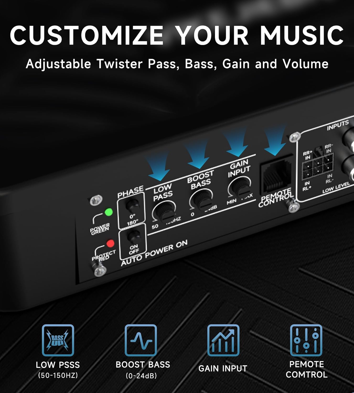 1200W RGB Subwoofer, Slim Underseat Car Subwoofer and Amp Package with RGB Beat-Synced Light, Individual Control for Low Pass/Gain/Boost Bass, Deep Bass Perfect for Truck/SUV/Jeep/MPV