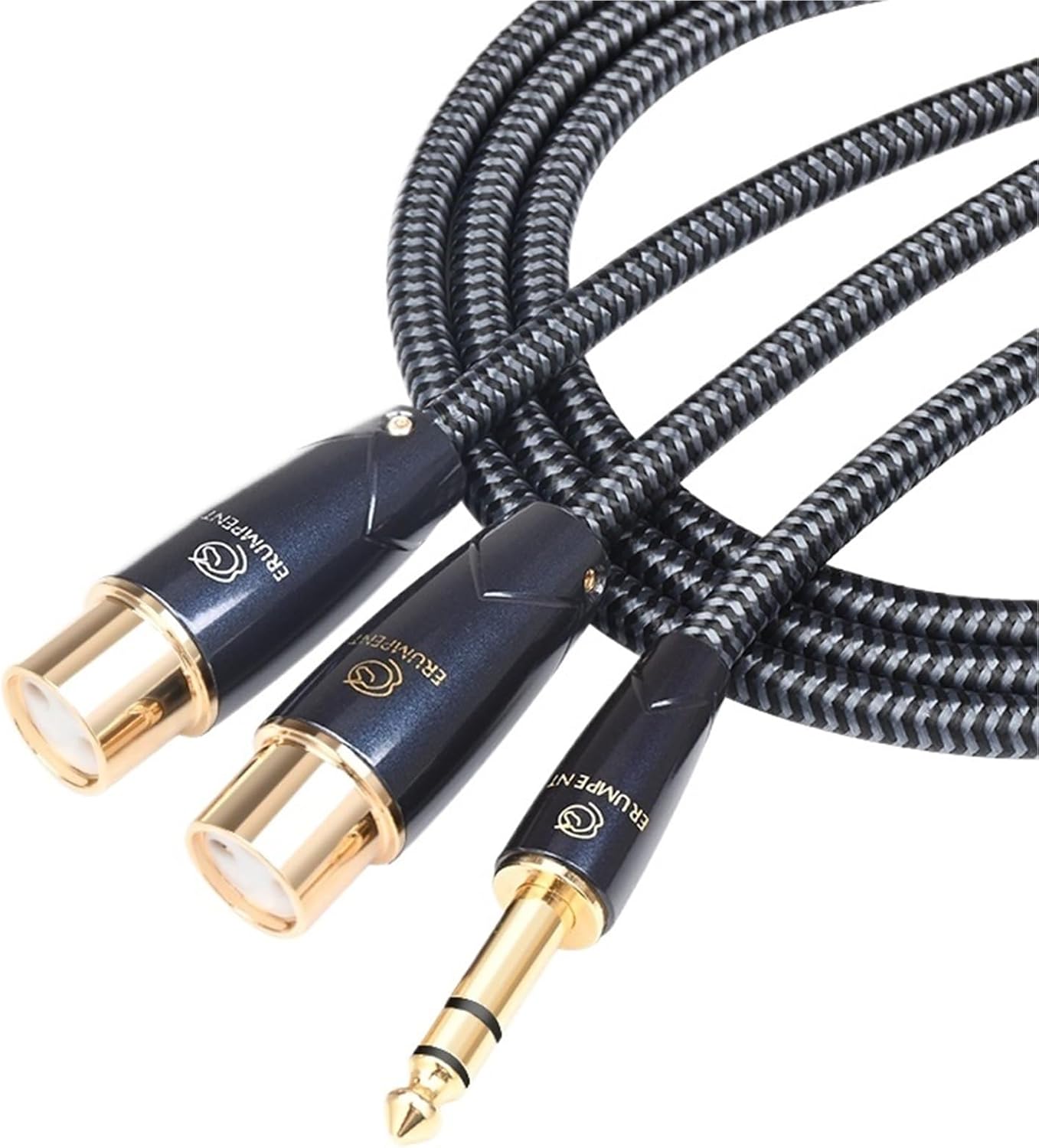 HiFi 6.5 to 2XLR Cable for Mixer Amplifier Speaker Hi-end Square OCC 1/4 Inch TRS to 3Pin XLR Plug Y Splitter Audio Cable(6.5 to XLR Female,5m)