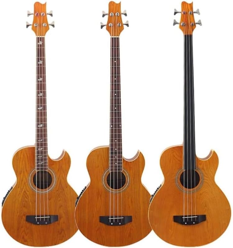 Acoustic Electric Bass Guitar 43 Inch Cutaway Body with Built In EQ, 4 String Folk Bass Design with Carry Bag for Live Performance, Studio Recording and Acoustic Electric Playing Use