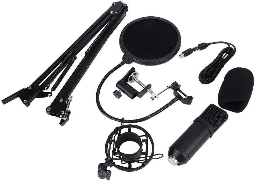 JEOZBM BM700 USB Condenser Microphone for Computer, Hi‑Fi Cardioid Microphone Kit with Windproof Cover Bracket for Gaming Live Podcast