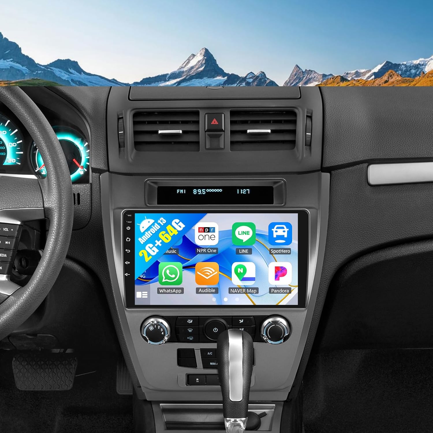 SIXWIN Android Car Radio for Ford Fusion Mondeo Mustang 2009-2012 with CarPlay Android Auto Mirror Link 2G+64G 10.1 Inch Touchscreen with 26UI Bluetooth GPS Navigation WiFi FM Backup Camera MIC