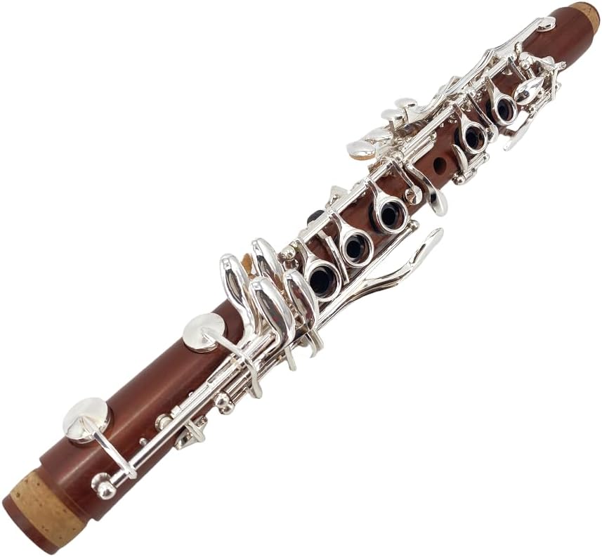 Professional E Flat Clarinet, Nickel Plated Keys Eb Clarinet For Beginner With 2 Barrels, White Gloves, Hard Case, Cleaning Kit