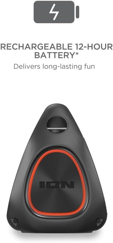 Ion Uber Boom Ultra - Water Resistant 80W Portable Bluetooth Party Speaker with Lights, Battery, Built-in Microphone, and AUX Input (Renewed)