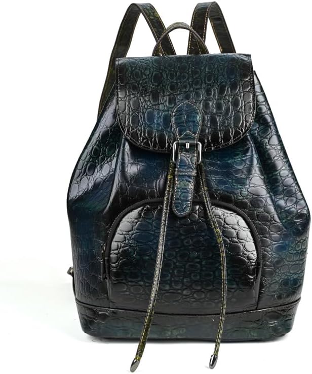 Genuine Leather Backpack for Women Vintage Fashion Rucksack Practical Stylish Retro Daypack Purse Gift Box (Retro Blue)