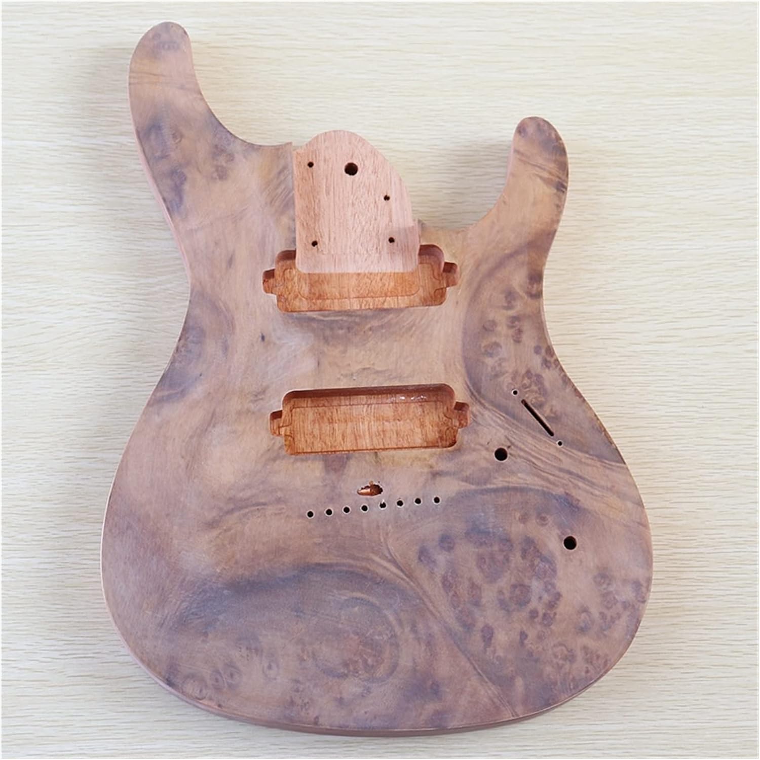 FLFL 8 String Electric Guitar Body Tree Burl Top Guitar Barrel Okoume Wood Body for Electric Guitar Unfinished Guitar Kit