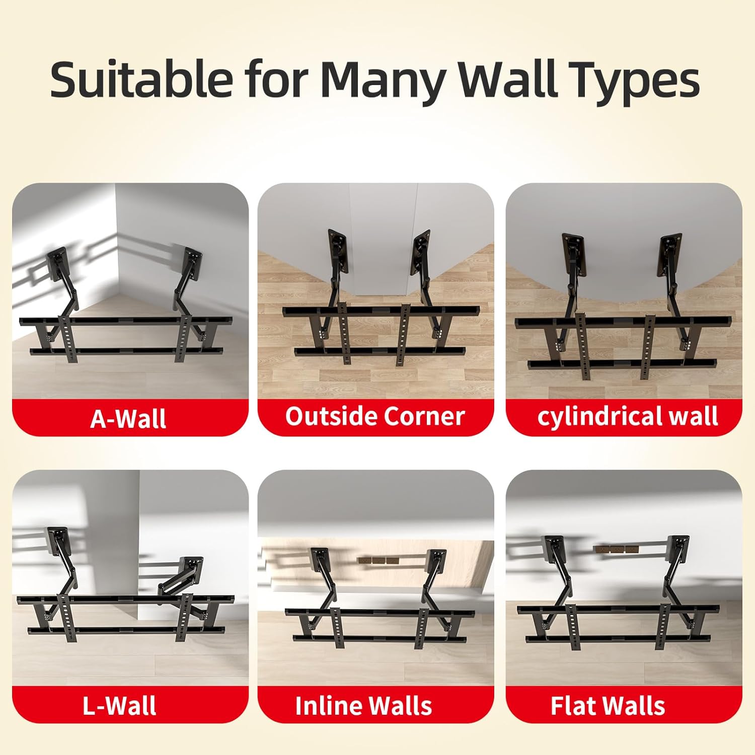 98 86 85 77 75 inch TV Wall Mount,Full Motion Corner TV Bracket for 37-100