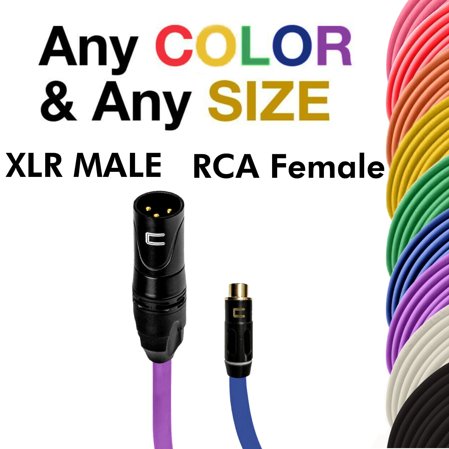 Unbalanced XLR Cable Male to RCA Female - 200 Feet White - Pro 3-Pin Microphone Connector for Powered Speakers, Audio Interface or Mixer for Live Performance & Recording