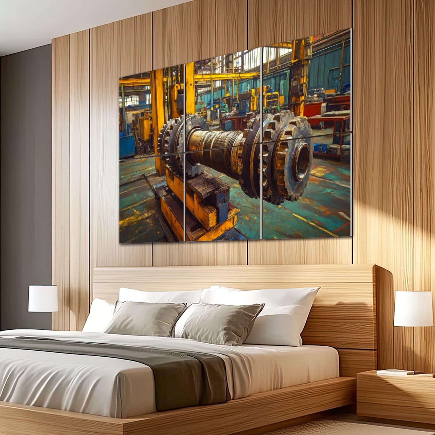 6 Pack Art Acoustic Panels Sound Absorbing Abstract Wheel Industrial Mechanical Teamwork Gears Machinery Factory Decorative Soundproof Wall Panels Self Adhesive for Recording Studios Office 72