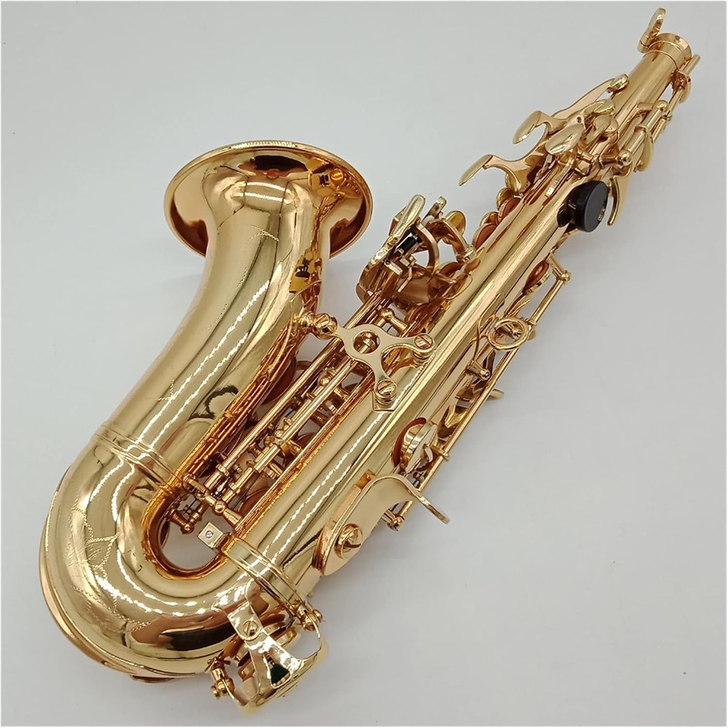 Saxophone Straight Gold Lacquer Curved Soprano Sax Mouthpiece Reeds Neck Musical Instrument Accessories Key Type Woodwind Instrument