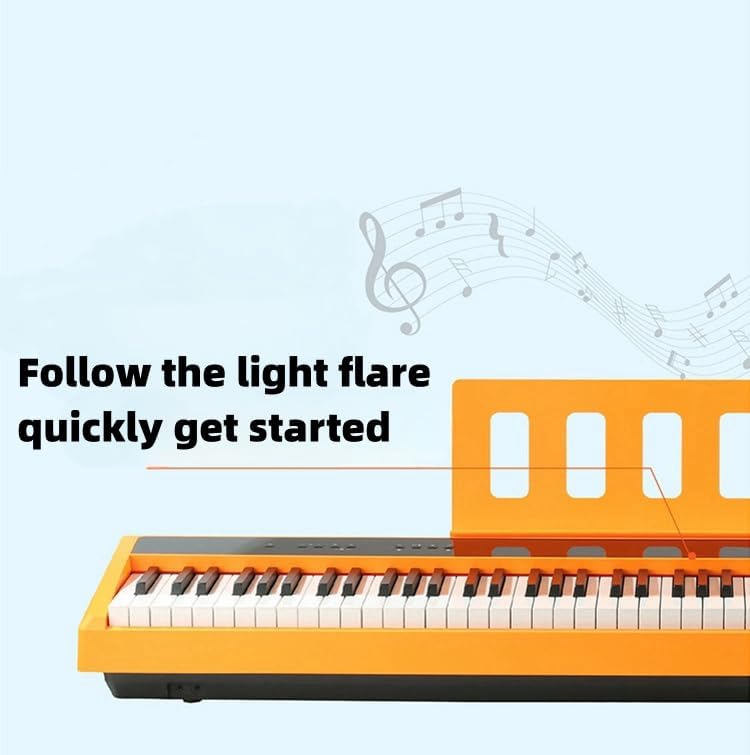 LANDTOM Intelligent 88-Key Heavy Hammer Digital Piano A100 Portable Electric Piano for Beginners and Professionals to Play Home and Outdoors Piano with foldable stand, Orange (Without Stand, Orange)