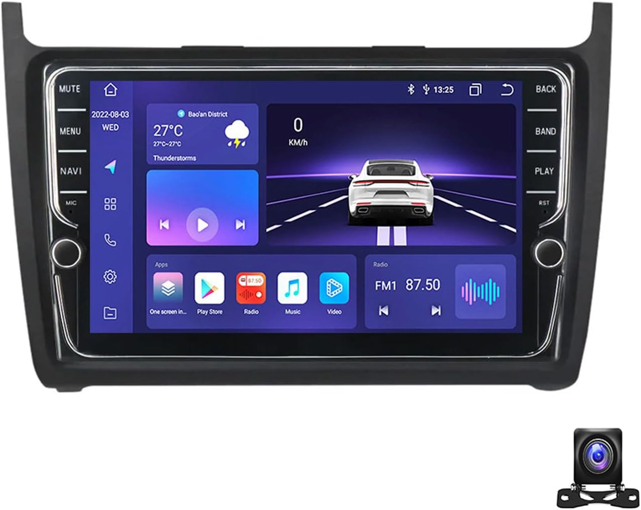 Double Din Car Stereo Bluetooth MP5 Player with Carplay/Auto, 9 Inch Touchscreen Radio Receiver with AHD Backup Camera, Compatible with VW Polo Golf 2008~2015 Support 4G/SWC/DSP,K700S