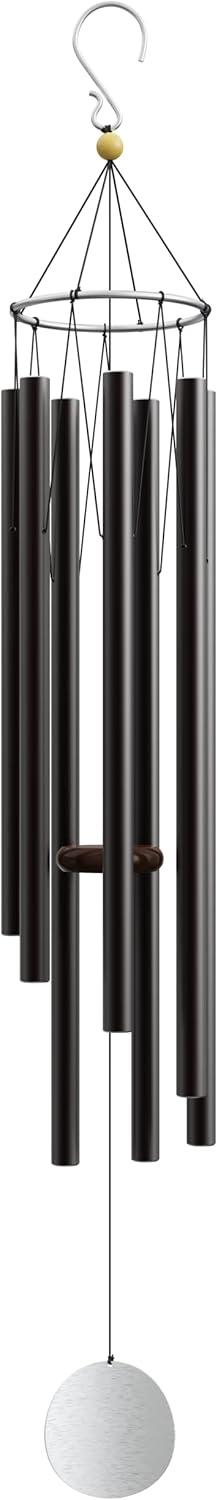 Wind Chimes for Outside and Inside – 44 inch – 528hz Solfeggio Healing Tones - Black