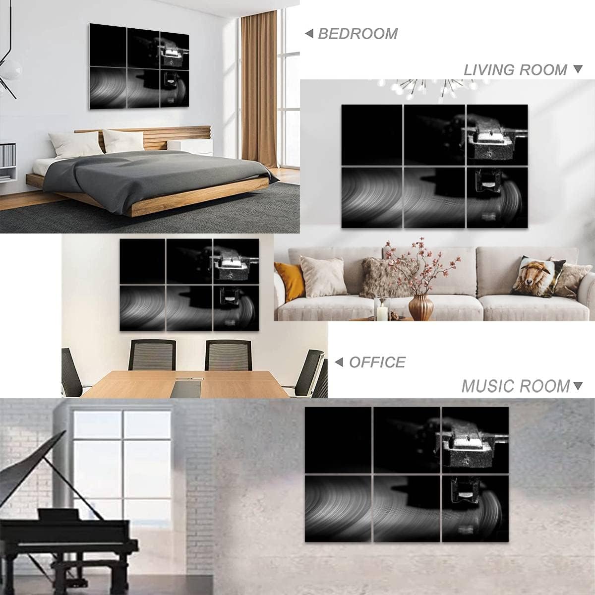 6 Pack Art Acoustic Panels Old style turntable close up a Soundproof Wall Panels Padding Decorative Sound Absorbing Panels 72