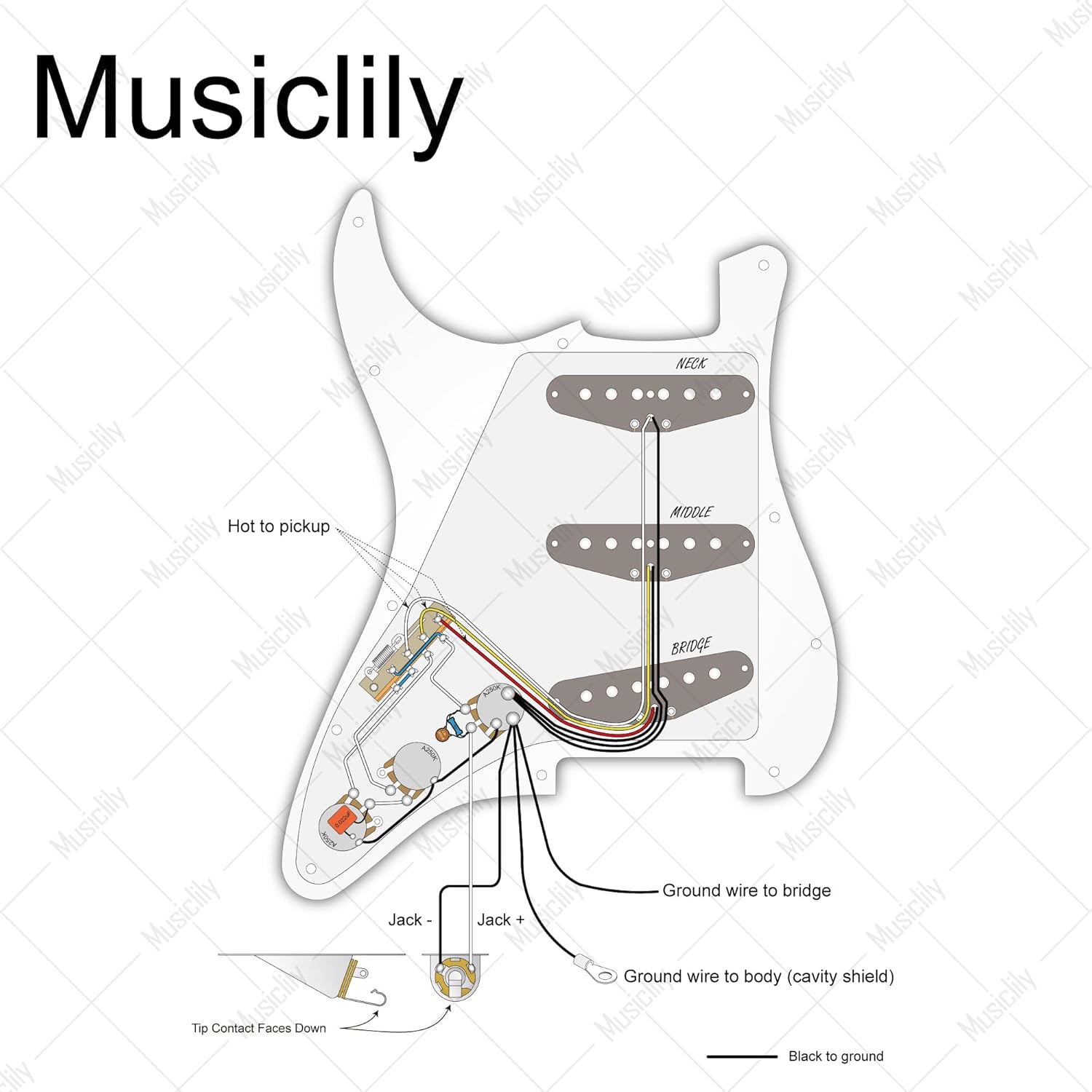 Musiclily Pro Pre-wired Standard SSS Pickguard with Artec Pickups Staggered Alnico 5 Magnet Single Coil Pickups for ST Style Electric Guitar, 3Ply Aged White