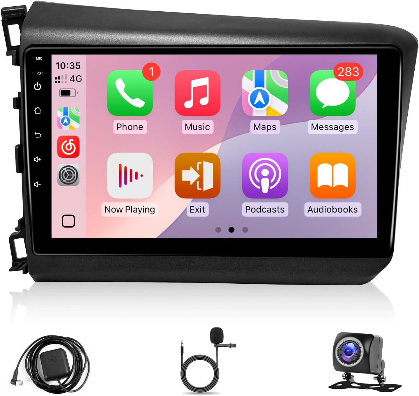 Leadfan Upgrade Car Radio Stereo for Honda Civic 2012 with Wireless Carplay & Android Auto, Android 12 9 Inch IPS Touch Screen GPS Radio with Backup Camera Bluetooth WiFi WiFi FM SWC, 2G+32G