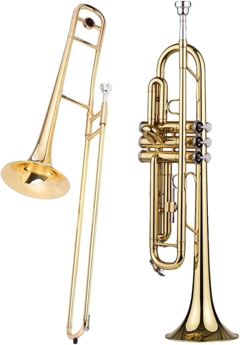 Trumpet Bb B Flat Brass and Alto Trombone Brass Gold