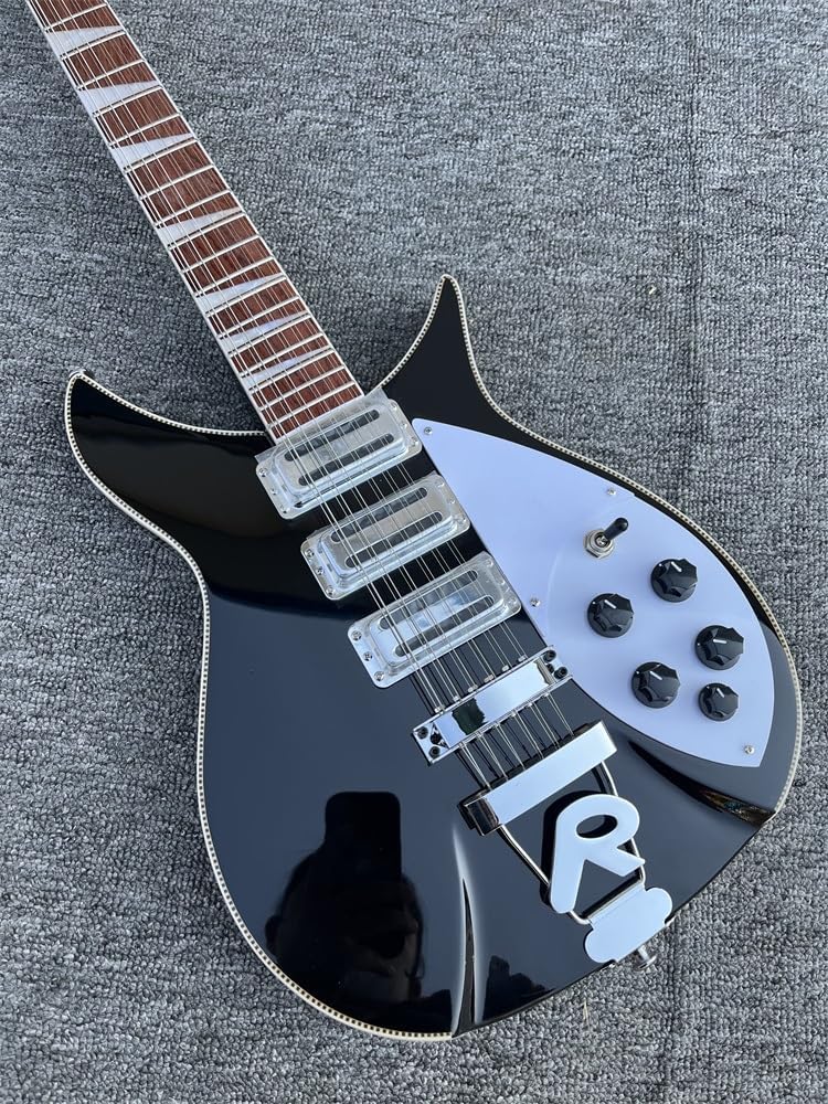 Custom 12 Strings Electric Guitar 350 Mahogany Body Rosewood Fretboard Top&Back Binding Black Color R Tailpiece