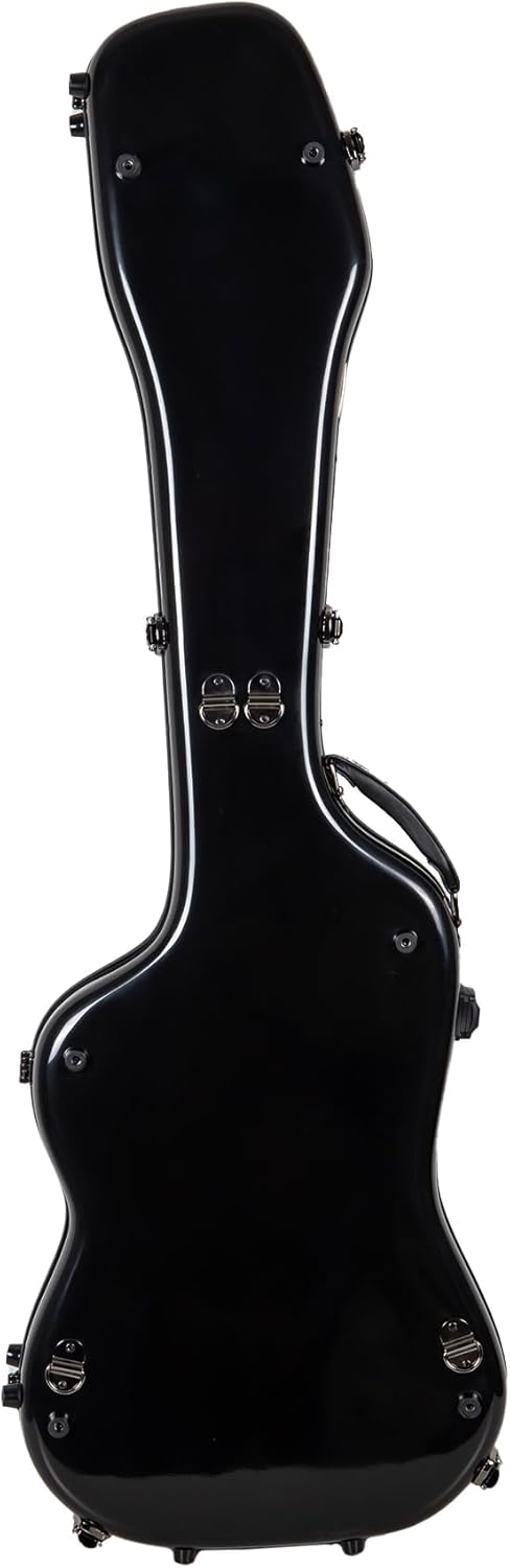 Crossrock Fiberglass Case fits for Jazz Bass Style Guitars with Removable Shoulder Straps-Black(CRF2021JBBK)