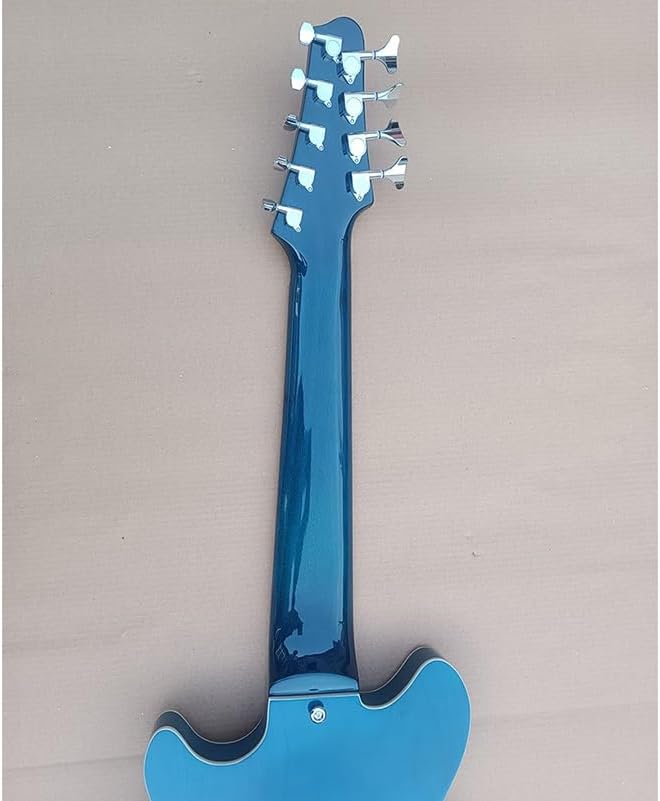 Custom double f hole nine string electric guitar,Fan style Pinsilk,Left four string bass and right five string