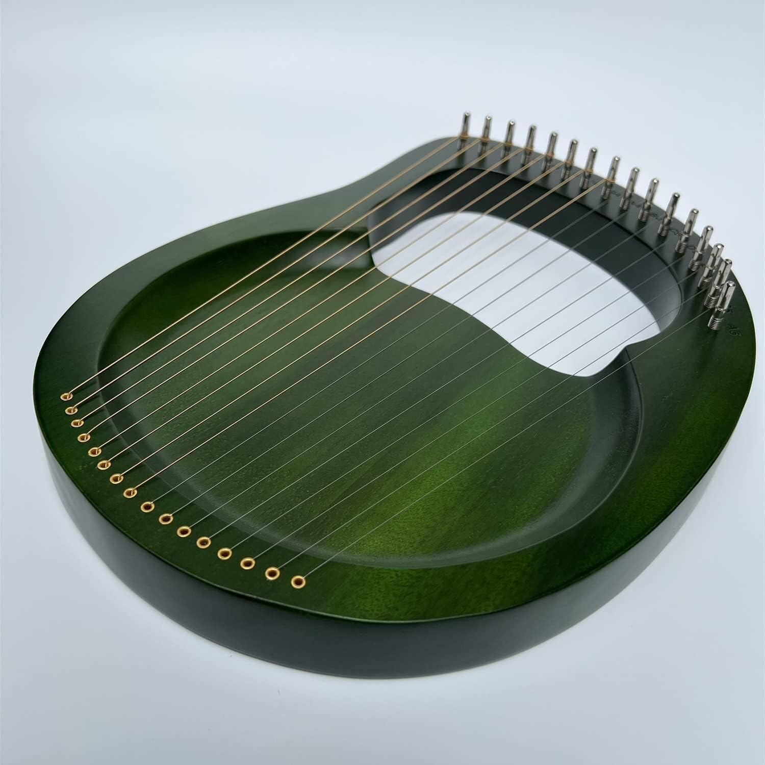 Lyre Harp, 16 Metal Strings Maple Saddle Mahogany Body Lyre Harp with All Accessories Included (Color:Green)(Green)